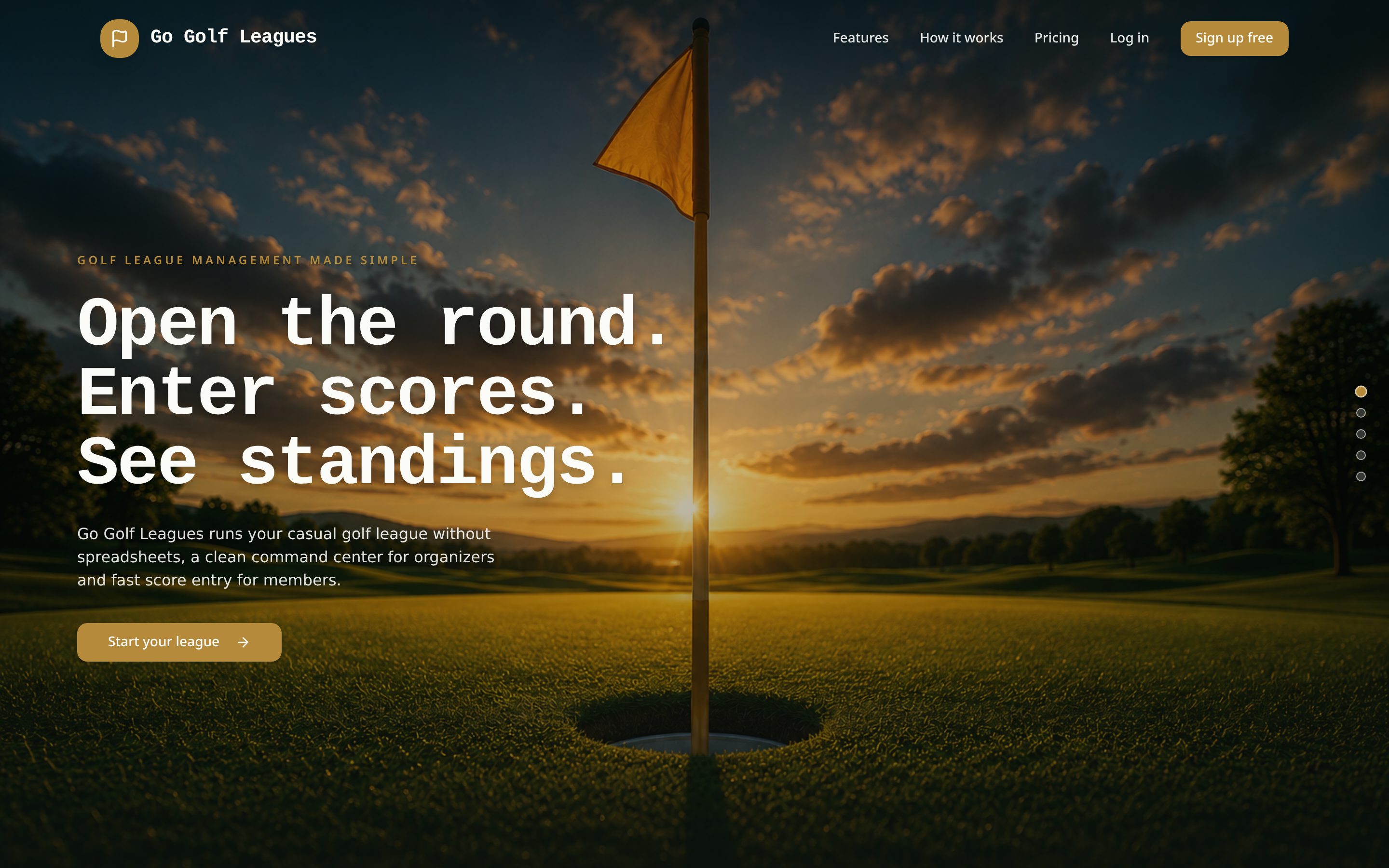 Go Golf Leagues website